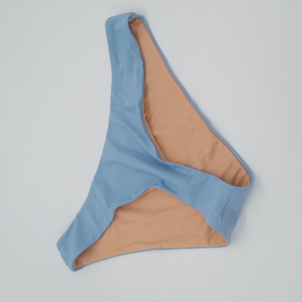 J. Crew Curved-Waist Cheeky Bikini Bottom Blue Mist